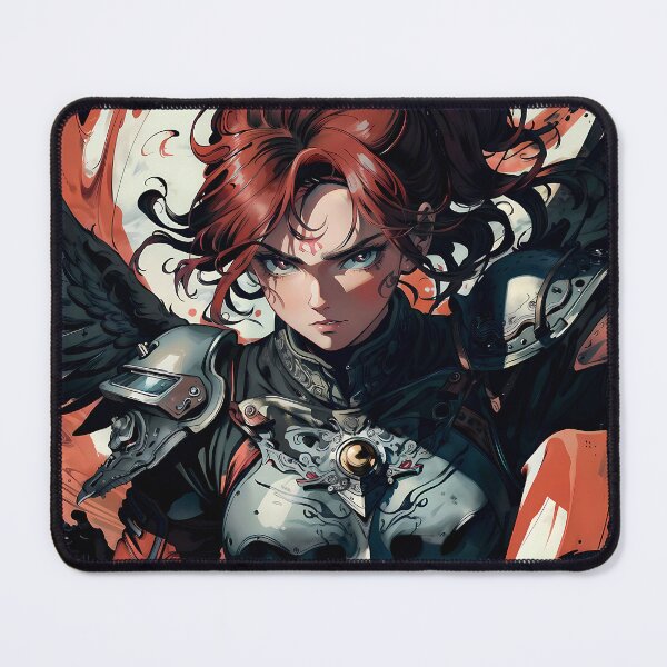 Item preview, Winged Anime Warrior Girl with Fiery Red Hair designed and sold by ByteyCreatives.