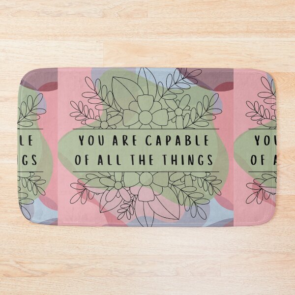 Item preview, You Are Capable Blue and Pink Flower Line Art designed and sold by RueBennet.