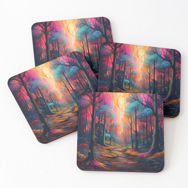 Item preview, Psychedelic Forestscape | Vibrant Fantasy Forest | Colourful Forest Lights designed and sold by dreamythreads.