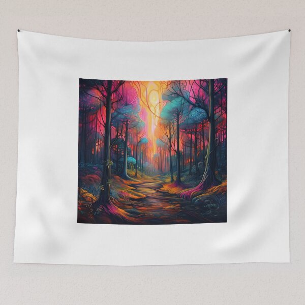 Item preview, Psychedelic Forestscape | Vibrant Fantasy Forest | Colourful Forest Lights designed and sold by dreamythreads.