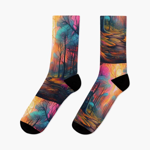Item preview, Psychedelic Forestscape | Vibrant Fantasy Forest | Colourful Forest Lights designed and sold by dreamythreads.