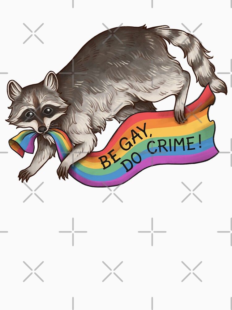 Thumbnail 3 von 3, Baseballshirt mit 3/4-Arm, BE GAY DO CRIME - Regenbogen Flagge Pride Flagge Stehlen Waschbär Müll Panda LGBTQIA QUEER TRANS Alphabet Mafia Lustiges Pride Shirt CSD Pride Month designt und verkauft von Veymoth.