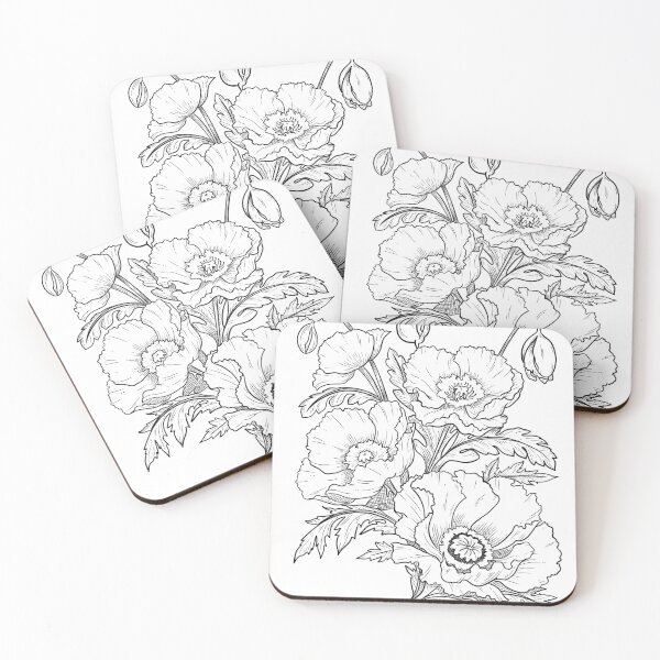 Item preview, Poopies Flowers Linework - Vintage Botanical Designs  designed and sold by CheHojas.