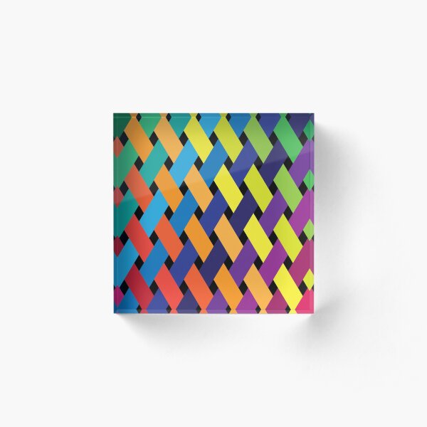 Woven Rainbow Color Acrylic Block