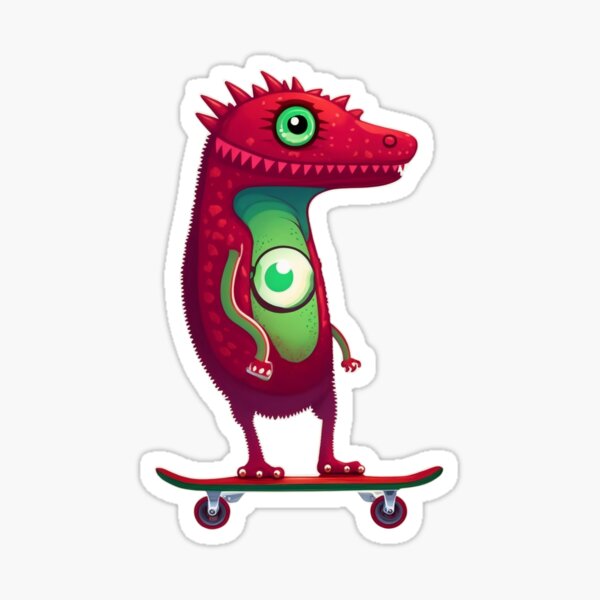 Aufkleber Monster auf dem Skateboard