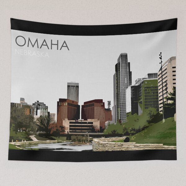 Item preview, Omaha, Nebraska, City Skyline, USA, Travel Print designed and sold by summattodraw.