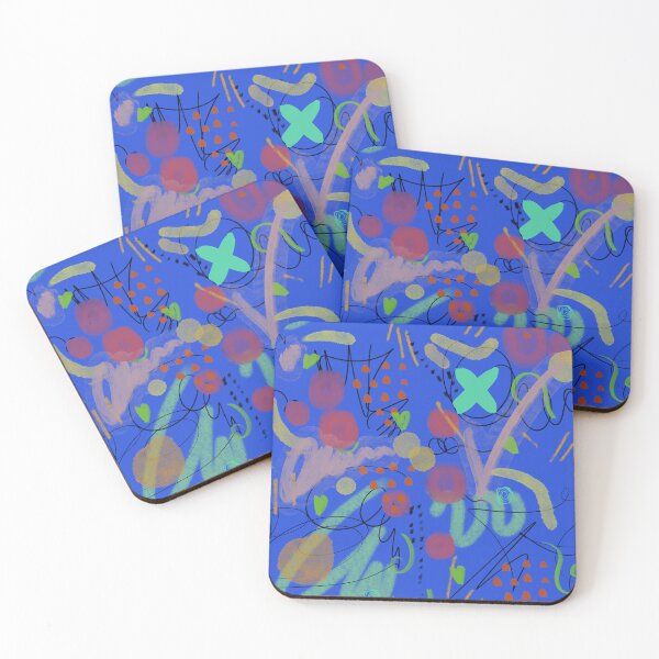 Item preview, Scribble stroke blue colors abstract funny pattern designed and sold by Yana Mustafina | Boho Soulful Designs.