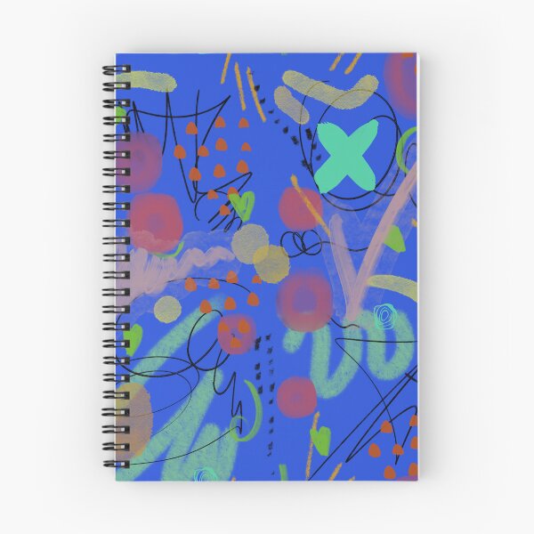 Item preview, Scribble stroke blue colors abstract funny pattern designed and sold by Yana Mustafina | Boho Soulful Designs.