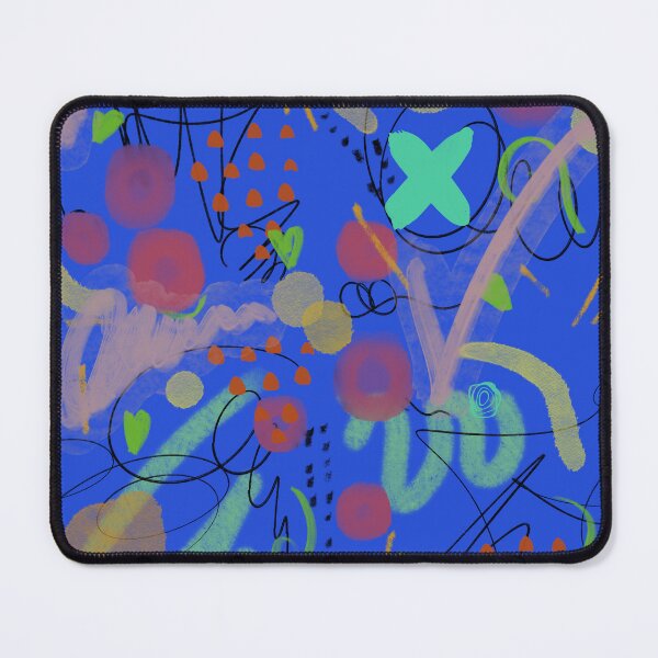 Item preview, Scribble stroke blue colors abstract funny pattern designed and sold by Yana Mustafina | Boho Soulful Designs.