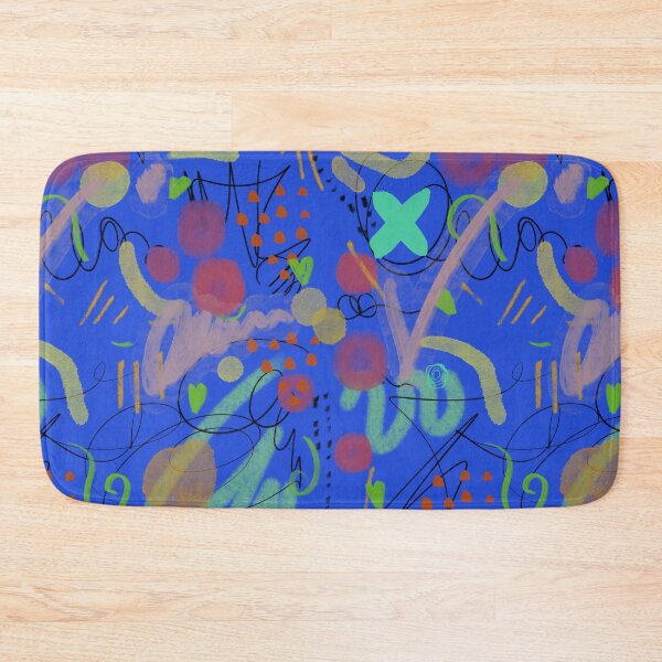 Item preview, Scribble stroke blue colors abstract funny pattern designed and sold by Yana Mustafina | Boho Soulful Designs.