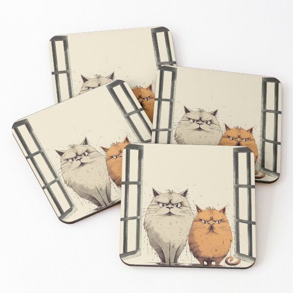 Item preview, Curious funny cats looking peeping staring peeking standing on in inside out of through window view designed and sold by zand-n-zive.