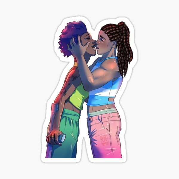 Black lesbians - le baiser Sticker