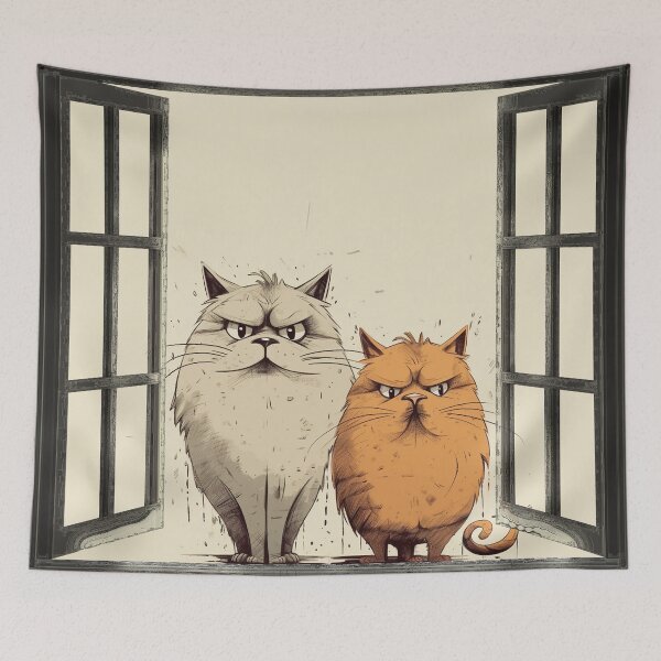 Item preview, Curious funny cats looking peeping staring peeking standing on in inside out of through window view designed and sold by zand-n-zive.