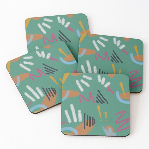 Item preview, Abstract stroke blue colors green cute pattern designed and sold by Yana Mustafina | Boho Soulful Designs.