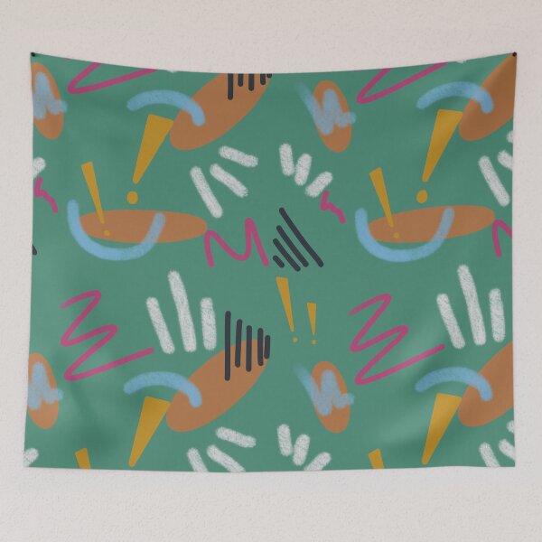 Item preview, Abstract stroke blue colors green cute pattern designed and sold by Yana Mustafina | Boho Soulful Designs.