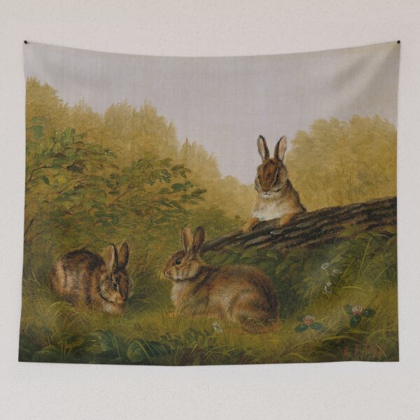 Item preview, Rabbits on a Log | Arthur Fitzwilliam Tait | 1897 Animal Art designed and sold by CJET.