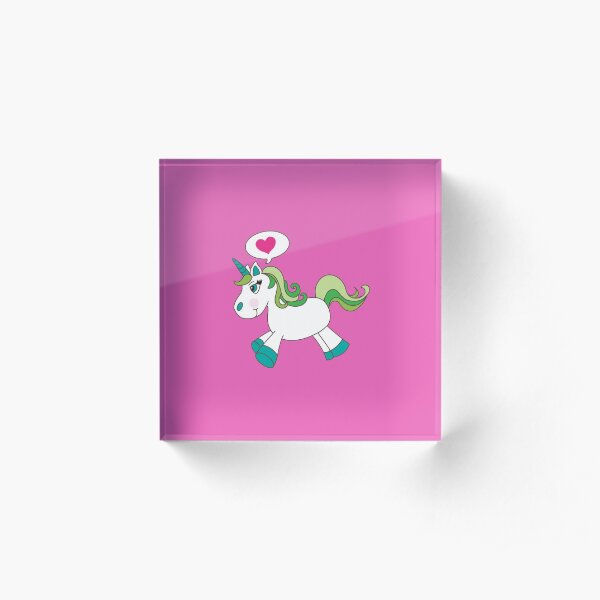 I Heart U Unicorn #Supercutebowl Acrylic Block