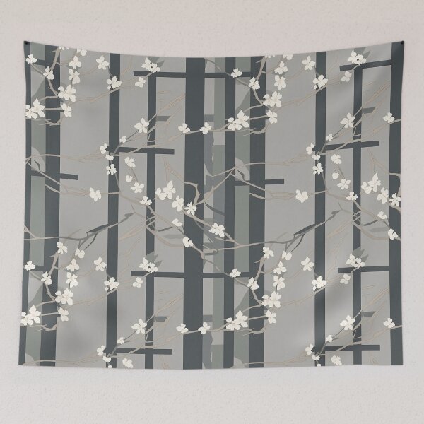 Item preview, Serene Bamboo Frames And Cherry Blossoms Minimalistic Japanese Pattern designed and sold by Wonder Of Light.