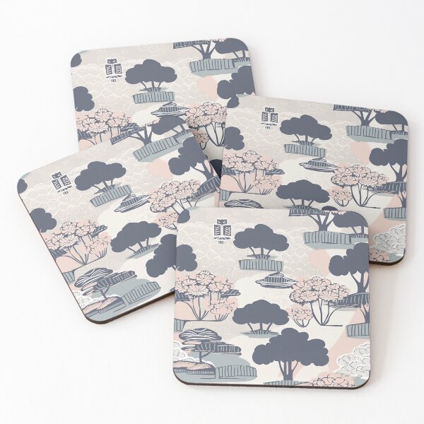 Item preview, Serene Bonsai Trees And Flowers Minimalistic Japanese Pattern designed and sold by Wonder Of Light.