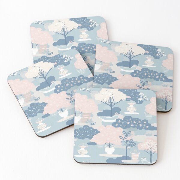 Item preview, Serene Bonsai Trees And Flowers Minimalistic Japanese Pattern designed and sold by Wonder Of Light.