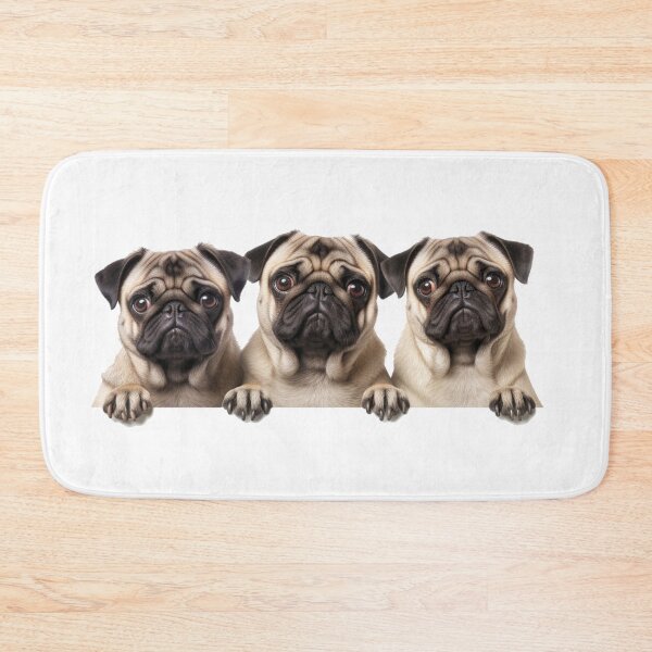 Item preview, Three funny curious pug dogs looking peeping staring peeking standing on in inside out of through window view designed and sold by zand-n-zive.