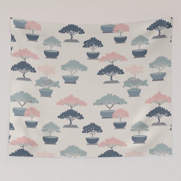 Item preview, Serene Bonsai Trees And Flowers Minimalistic Japanese Pattern designed and sold by Wonder Of Light.