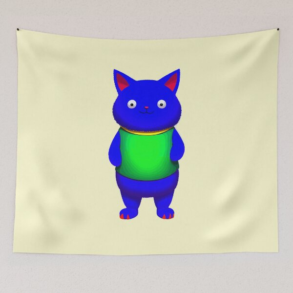 Item preview, Little Kawaii Cat in Blue designed and sold by Pickmash.