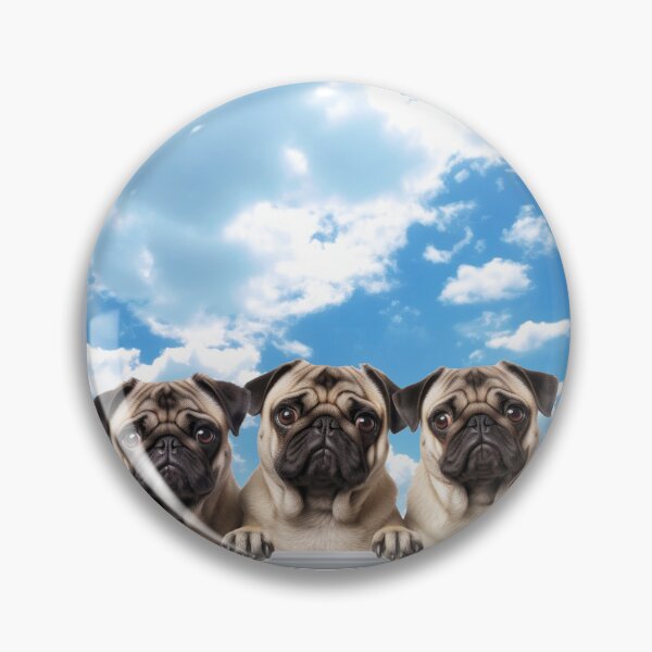 Item preview, Three funny curious pug dogs looking peeping staring peeking standing on in inside out of through window view designed and sold by zand-n-zive.