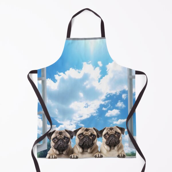 Item preview, Three funny curious pug dogs looking peeping staring peeking standing on in inside out of through window view designed and sold by zand-n-zive.