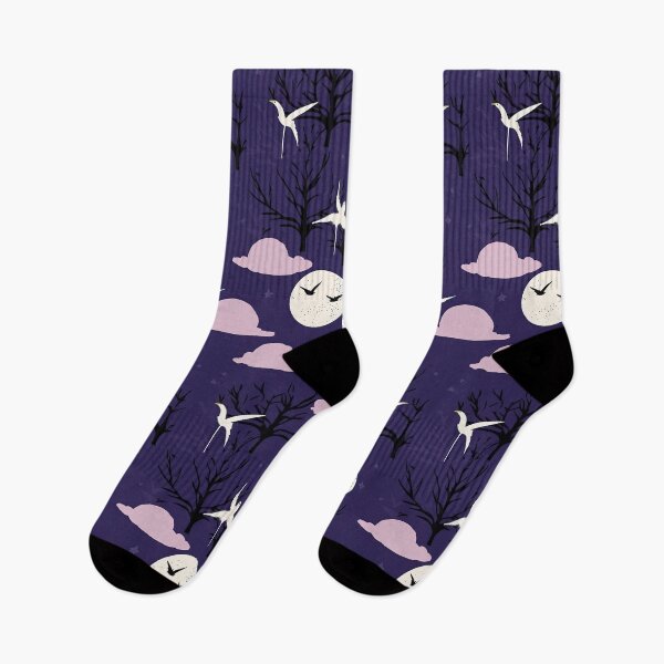 Item preview, Soothing Moonlit Night And Cranes Minimalistic Japanese Pattern designed and sold by Wonder Of Light.