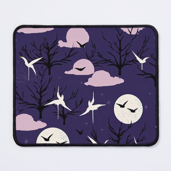Item preview, Soothing Moonlit Night And Cranes Minimalistic Japanese Pattern designed and sold by Wonder Of Light.