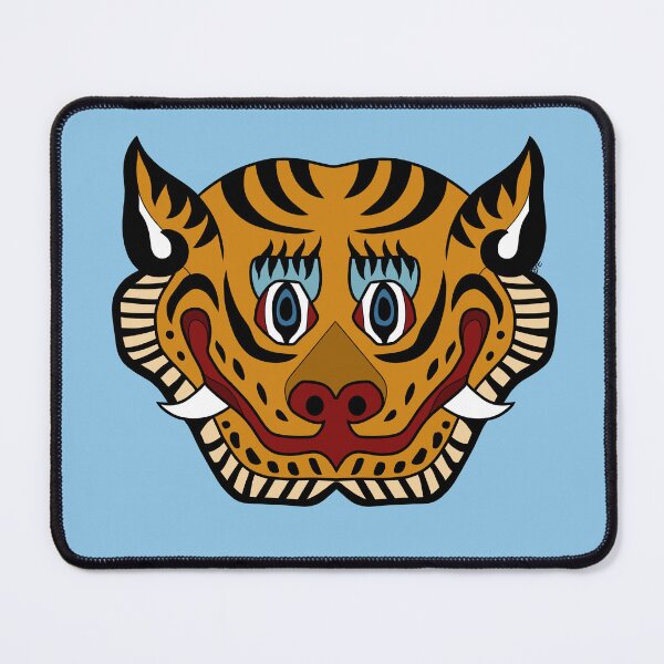 Item preview, TIBETAN TIGER RUG FACE-light blue designed and sold by BEATRIZ ABAITUA.