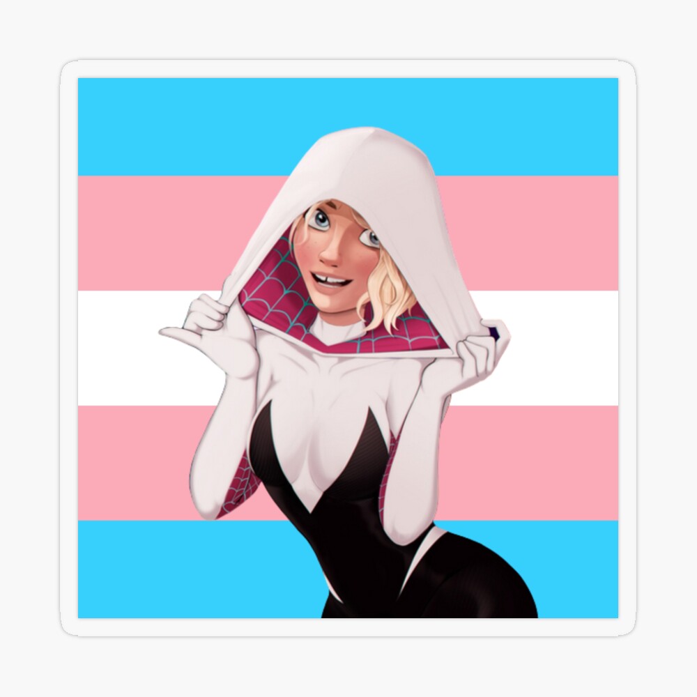 Trans flag spider gwen spider verse Stickers, pins, and phone cases