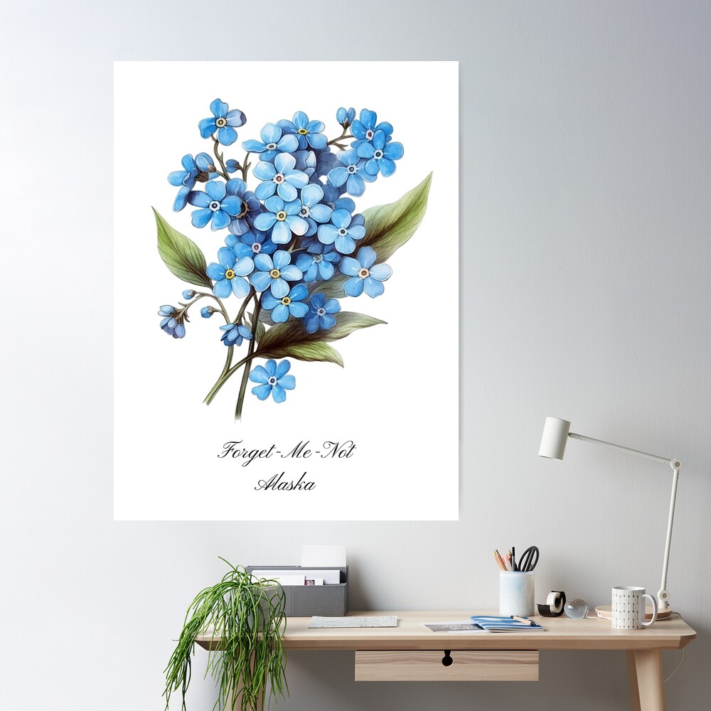 Forget Me Not Flowers, Wall Art Print, Forget Me Not Watercolor Flowers,  Garden Art Prints, Alaska State Flower, Mothers Day Gift 8x10 -  Israel