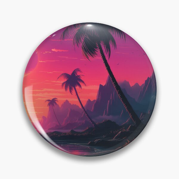 Item preview, Sunset in purple colors, with palm trees, a river, and a boat designed and sold by JoBlack1.