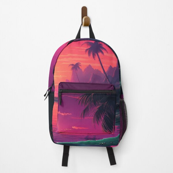 Item preview, Sunset in purple colors, with palm trees, a river, and a boat designed and sold by JoBlack1.