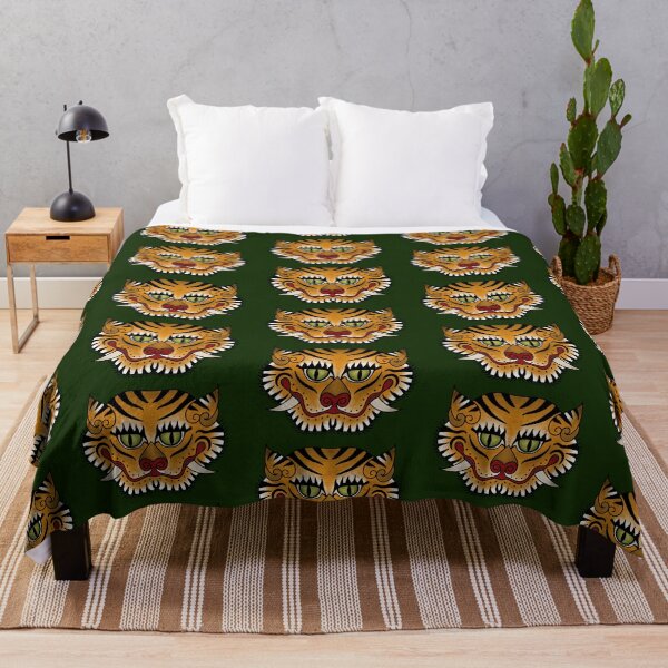 Item preview, TIGER RUG FACE-dark green designed and sold by BEATRIZ ABAITUA.