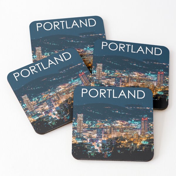 Item preview, Portland, Oregon, City, Skyline, Night, USA, Travel Print designed and sold by summattodraw.
