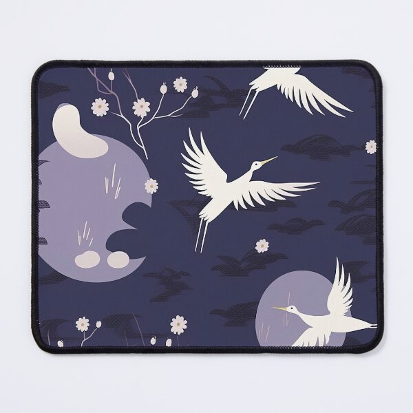 Item preview, Soothing Moonlit Night And Cranes Minimalistic Japanese Pattern designed and sold by Wonder Of Light.