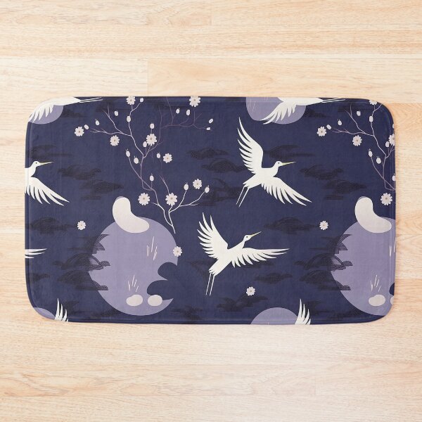 Item preview, Soothing Moonlit Night And Cranes Minimalistic Japanese Pattern designed and sold by Wonder Of Light.