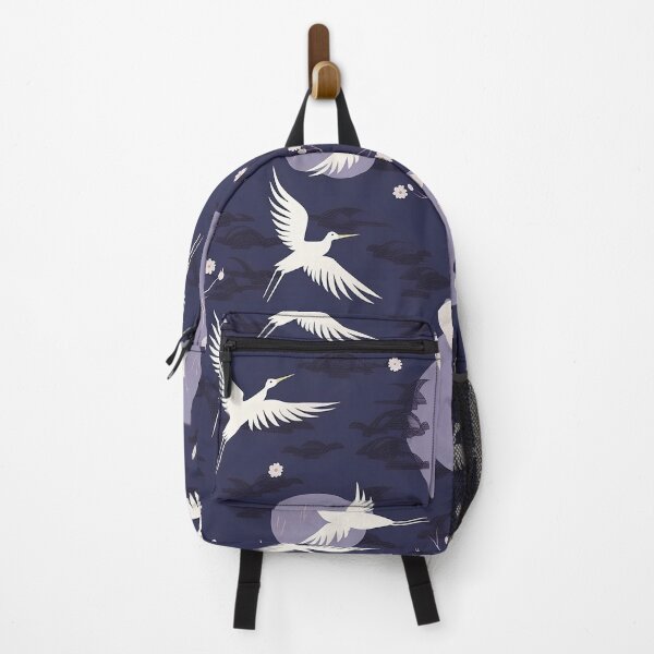 Item preview, Soothing Moonlit Night And Cranes Minimalistic Japanese Pattern designed and sold by Wonder Of Light.