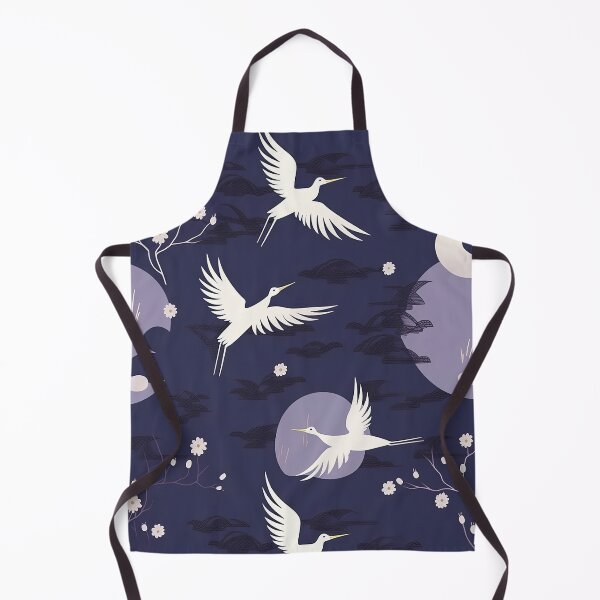 Item preview, Soothing Moonlit Night And Cranes Minimalistic Japanese Pattern designed and sold by Wonder Of Light.