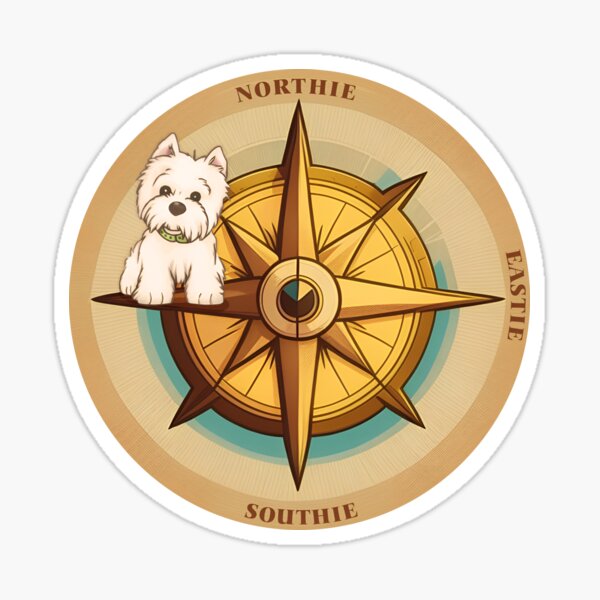Item preview, Westie compass designed and sold by WarmAndWestie.