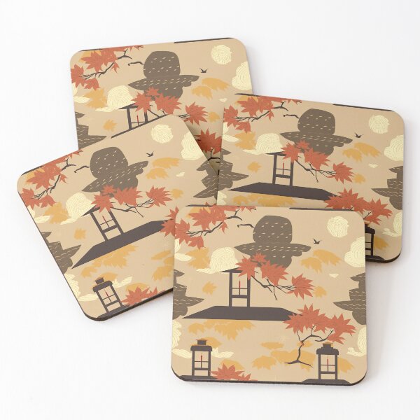 Item preview, Warm Lanterns And Maple Leaves Minimalistic Japanese Pattern designed and sold by Wonder Of Light.