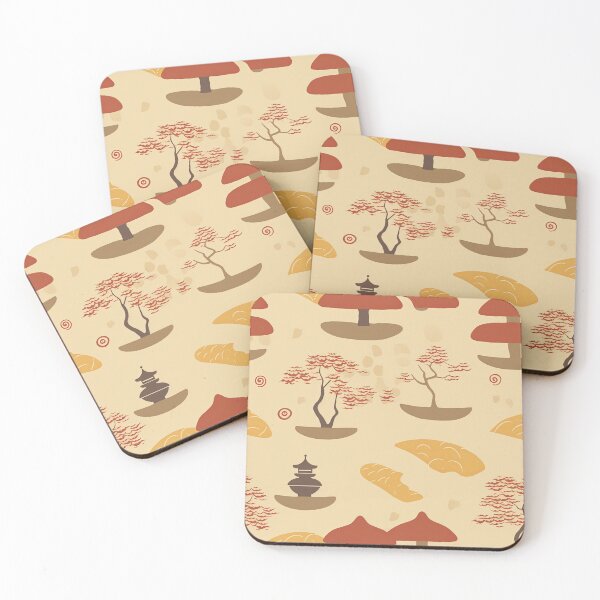 Item preview, Warm Lanterns And Bonsai Trees Minimalistic Japanese Pattern designed and sold by Wonder Of Light.