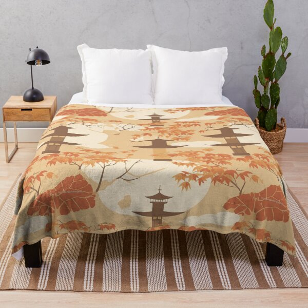 Item preview, Warm Lanterns And Maple Leaves Minimalistic Japanese Pattern designed and sold by Wonder Of Light.