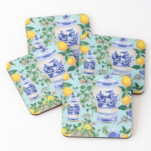 Item preview, Lemons and chinoiserie jars designed and sold by SophieClimaArt.