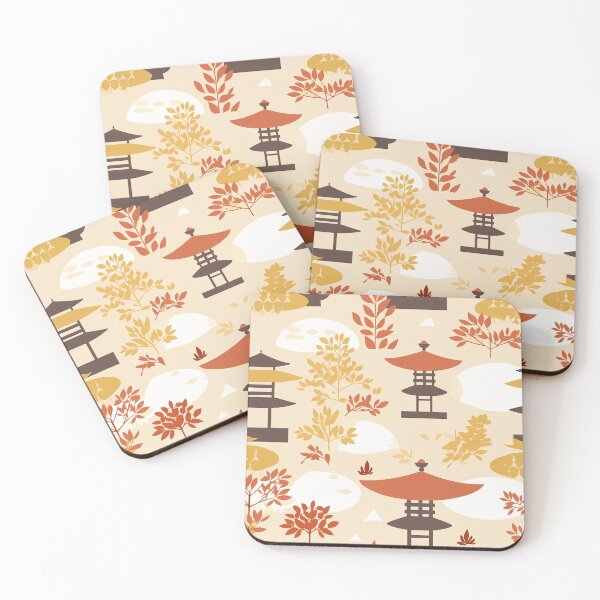 Item preview, Warm Lanterns And Maple Leaves Minimalistic Japanese Pattern designed and sold by Wonder Of Light.