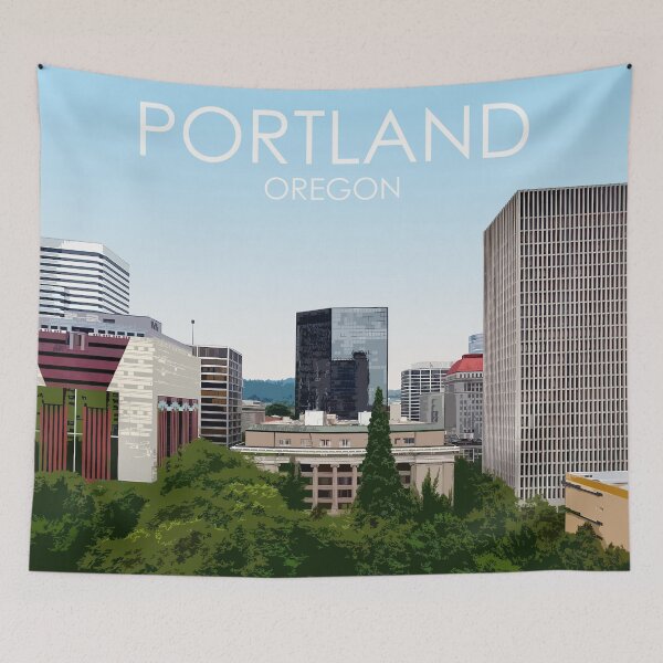 Item preview, Portland, Oregon, City, Skyline, USA, Travel Print designed and sold by summattodraw.