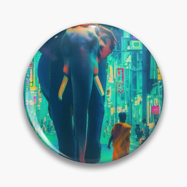 Item preview, Tokyo at the heart of the night: an Indian elephant and phosphorescent lights draw a magical landscape designed and sold by mariaabrilm.